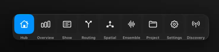 Dragged up: the same Hub strip undocked into a floating panel, free of the dock